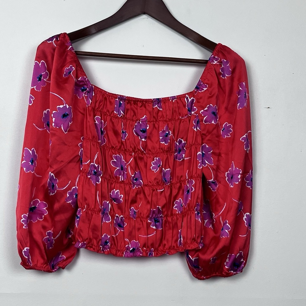 Sanctuary Think Of Me Babydoll Top M Smocked Forget Me Not Floral Square Neck